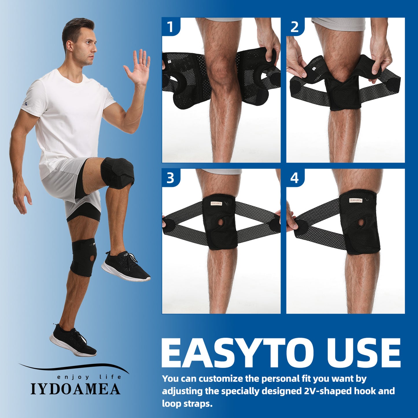 IYDoaMea Plus Size Knee Compression Wrap Brace (Order A Size Up), Breathable Adjustable Knee Brace For Men And Women, Knee Brace With Side Stabilizers Leg Supporter Healthcare football accessories