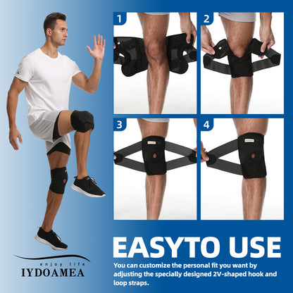 IYDoaMea Plus Size Knee Compression Wrap Brace (Order A Size Up), Breathable Adjustable Knee Brace For Men And Women, Knee Brace With Side Stabilizers Leg Supporter Healthcare football accessories