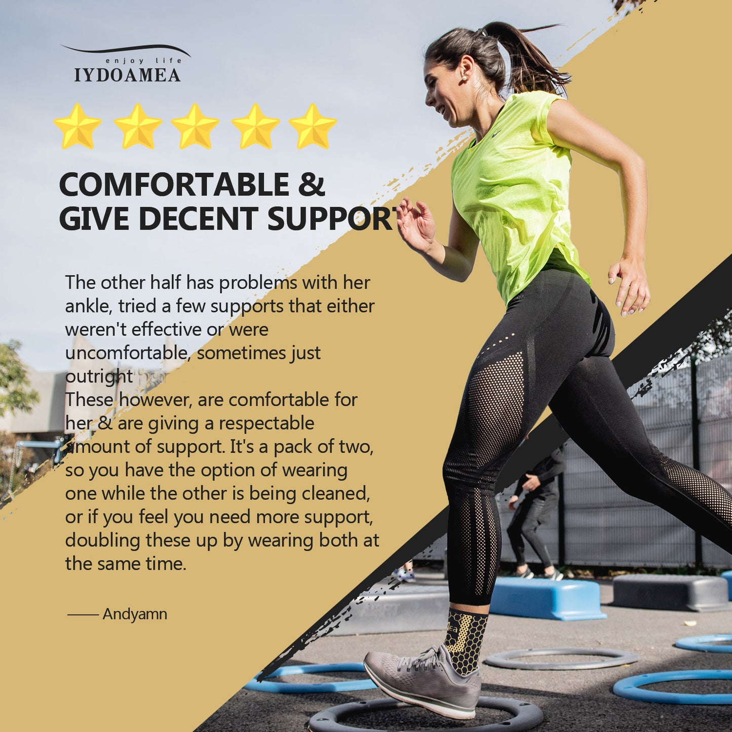 IYDoaMea 1 Pair Copper Ankle Brace Support For Men & Women, Breathable Nano Socks, Anti-Slip Ankle Compression Sleeve Socks For Sport