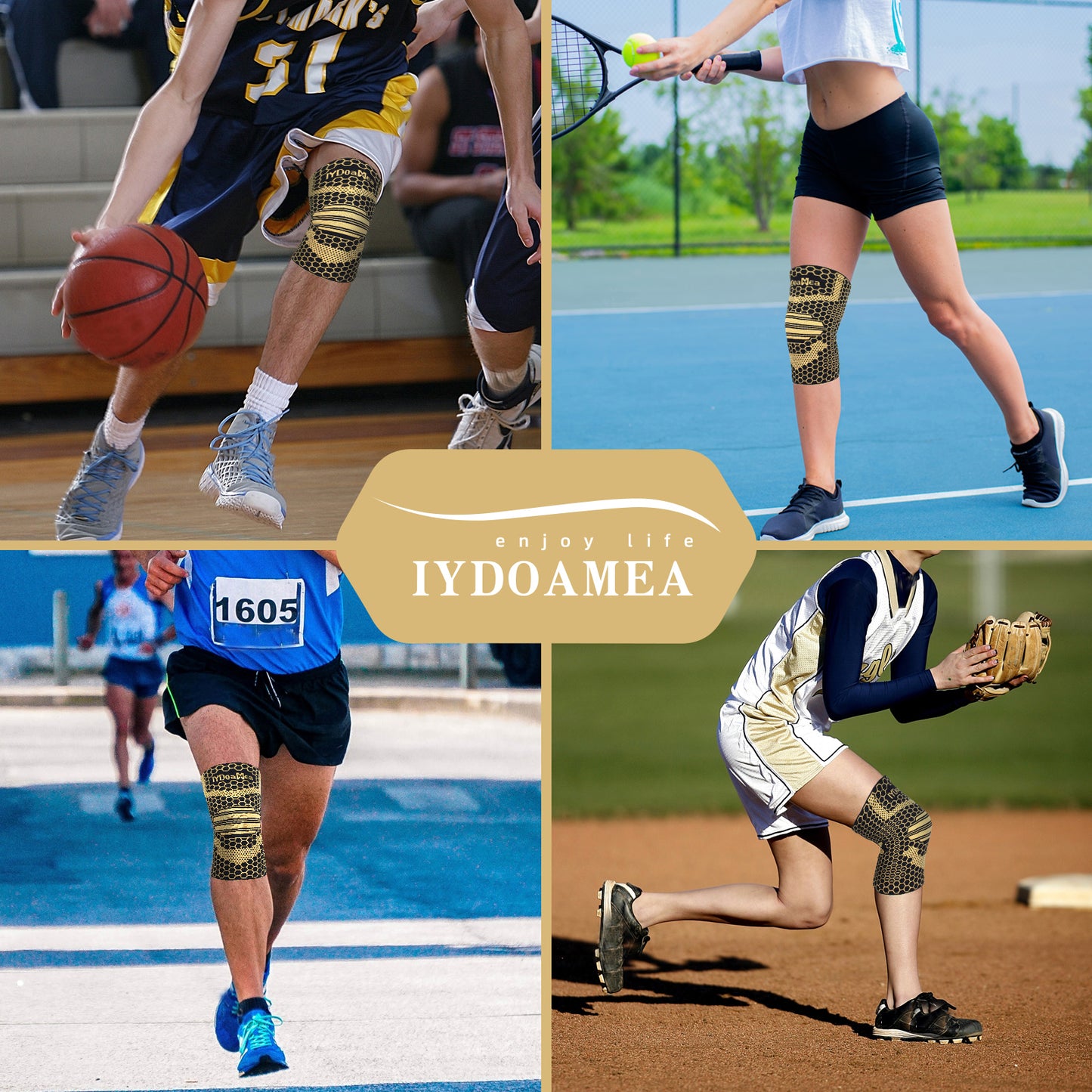 IYDoaMea 1 PC Copper Plus Size Knee Braces For Men And Women - Knee Compression Sleeves With Copper Ions Infused Fiber For Running, Hiking, Working knee pain black friday Outdoorfun Leg Protector football accessories
