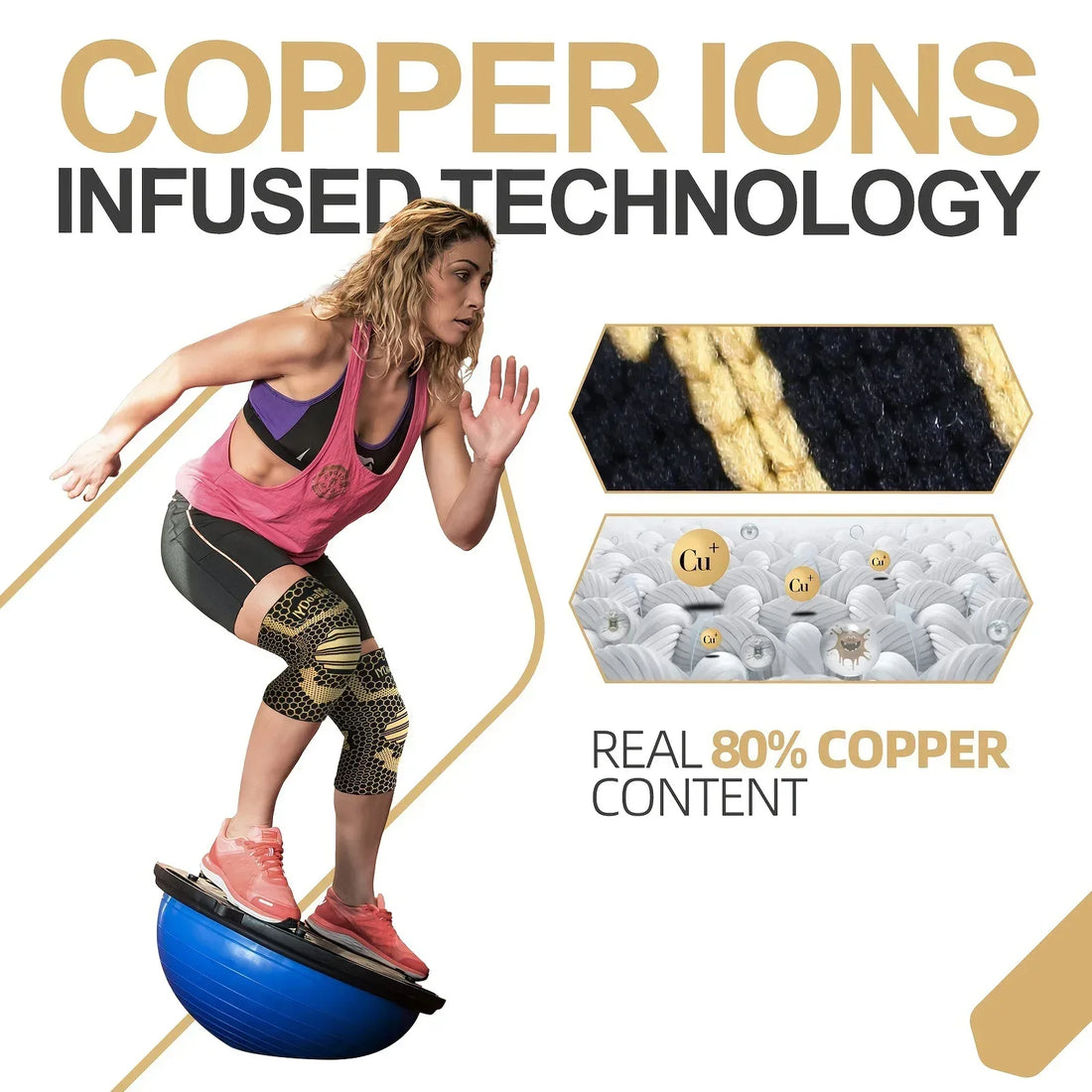 Copper Ions Fiber Compression Knee Sleeve for Women and Men - IYDoaMea Sport