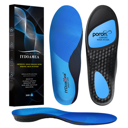 IYDoaMea 220+ lbs Plantar Fasciitis High Arch Support Insoles Men Women - Orthotic Shoe Inserts, Maximum Support And Cushion Poron Sole Insoles For Standing All Day Sweat-Absorbent Breathable Footwear Comfort Bedroom Tactical