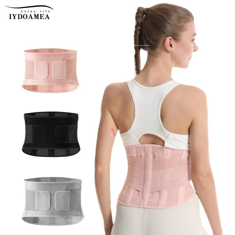 IYDoaMea Air Mesh Breathable Back Brace For Men Women With 4 Steel Plates, 2 Springs Stays, Anti-skid, Adjustable Lumbar Belt For Work Back Brace Support strap Adjustable Breathable Posture Correction Belt Healthcare
