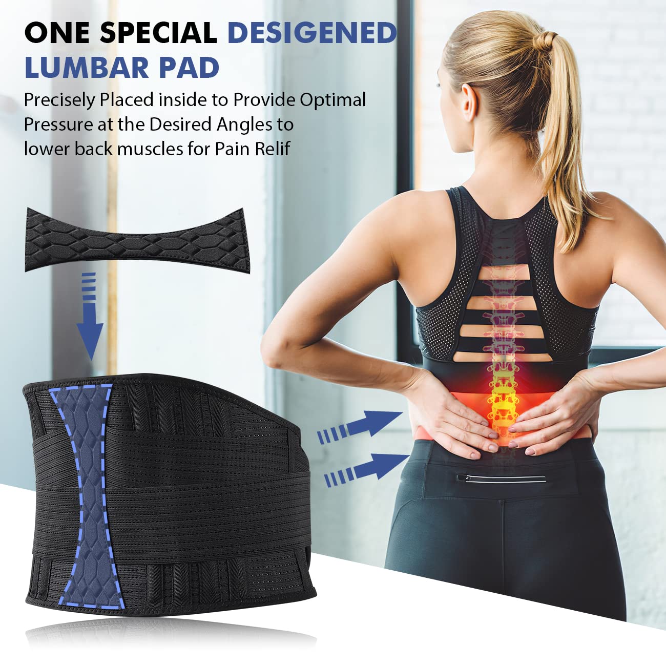 IYDoaMea Back Brace For Lower Back Support, 10 Stays Ergonomic Support Brace For Work, Easy To Put On/Off Anti-skid Lumbar Support Belt For Women Men
