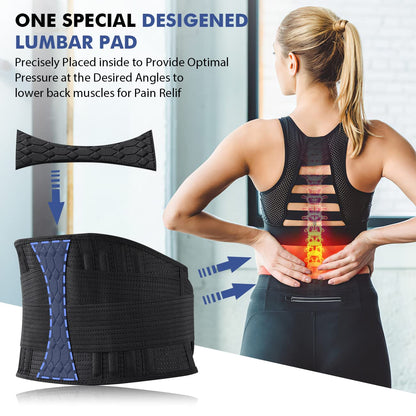 IYDoaMea Back Brace For Lower Back Support, 10 Stays Ergonomic Support Brace For Work, Easy To Put On/Off Anti-skid Lumbar Support Belt For Women Men