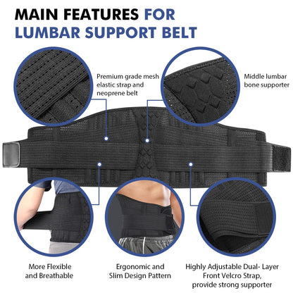 IYDoaMea Back Brace For Lower Back Support, 10 Stays Ergonomic Support Brace For Work, Easy To Put On/Off Anti-skid Lumbar Support Belt For Women Men
