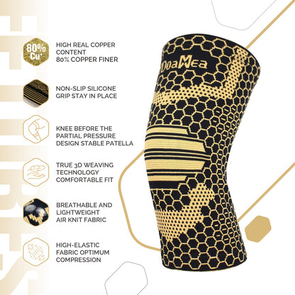 IYDoaMea 1 PC Copper Plus Size Knee Braces For Men And Women - Knee Compression Sleeves With Copper Ions Infused Fiber For Running, Hiking, Working knee pain black friday Outdoorfun Leg Protector football accessories