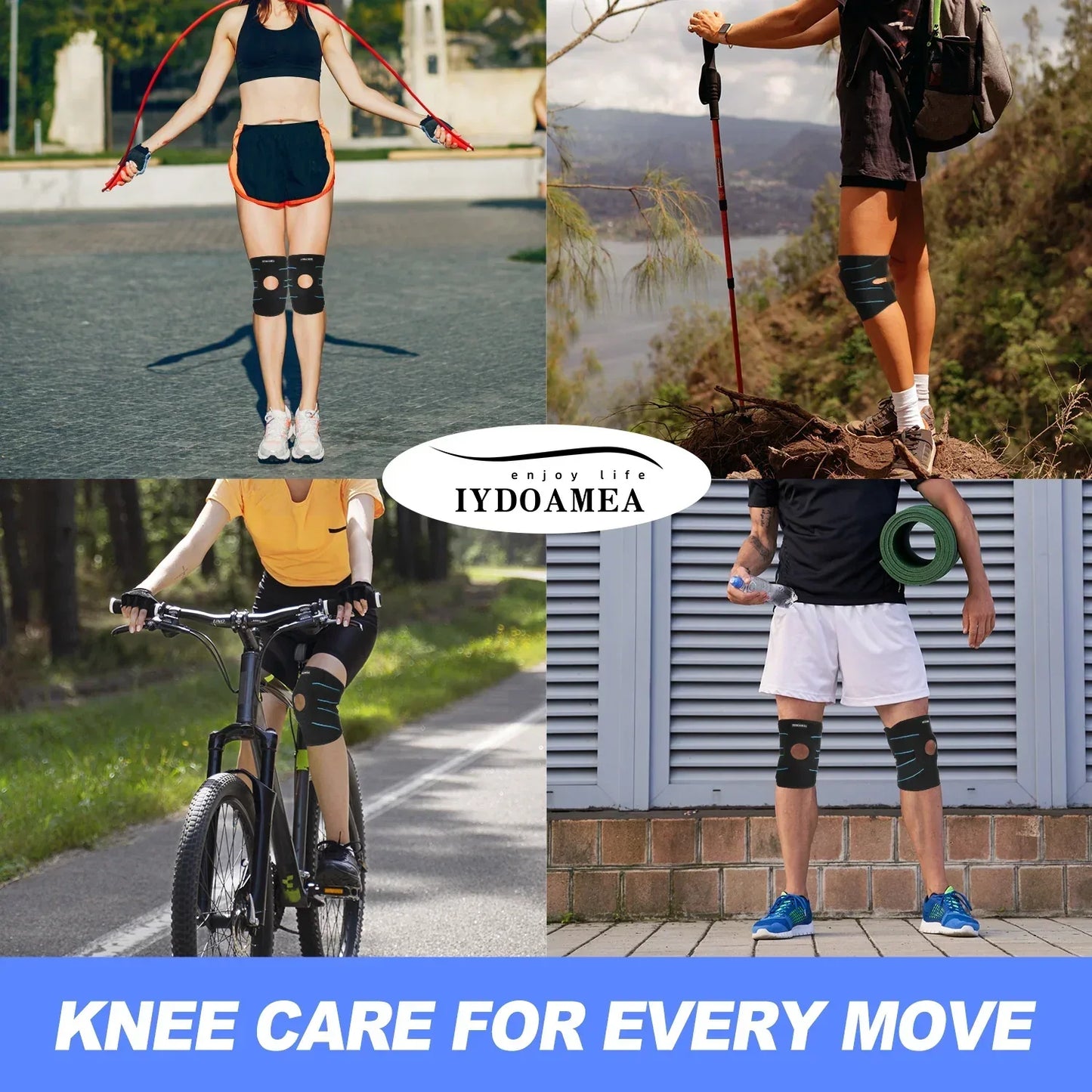 Knee Brace with Side Stabilizers Patella Gel Pads - IYDoaMea