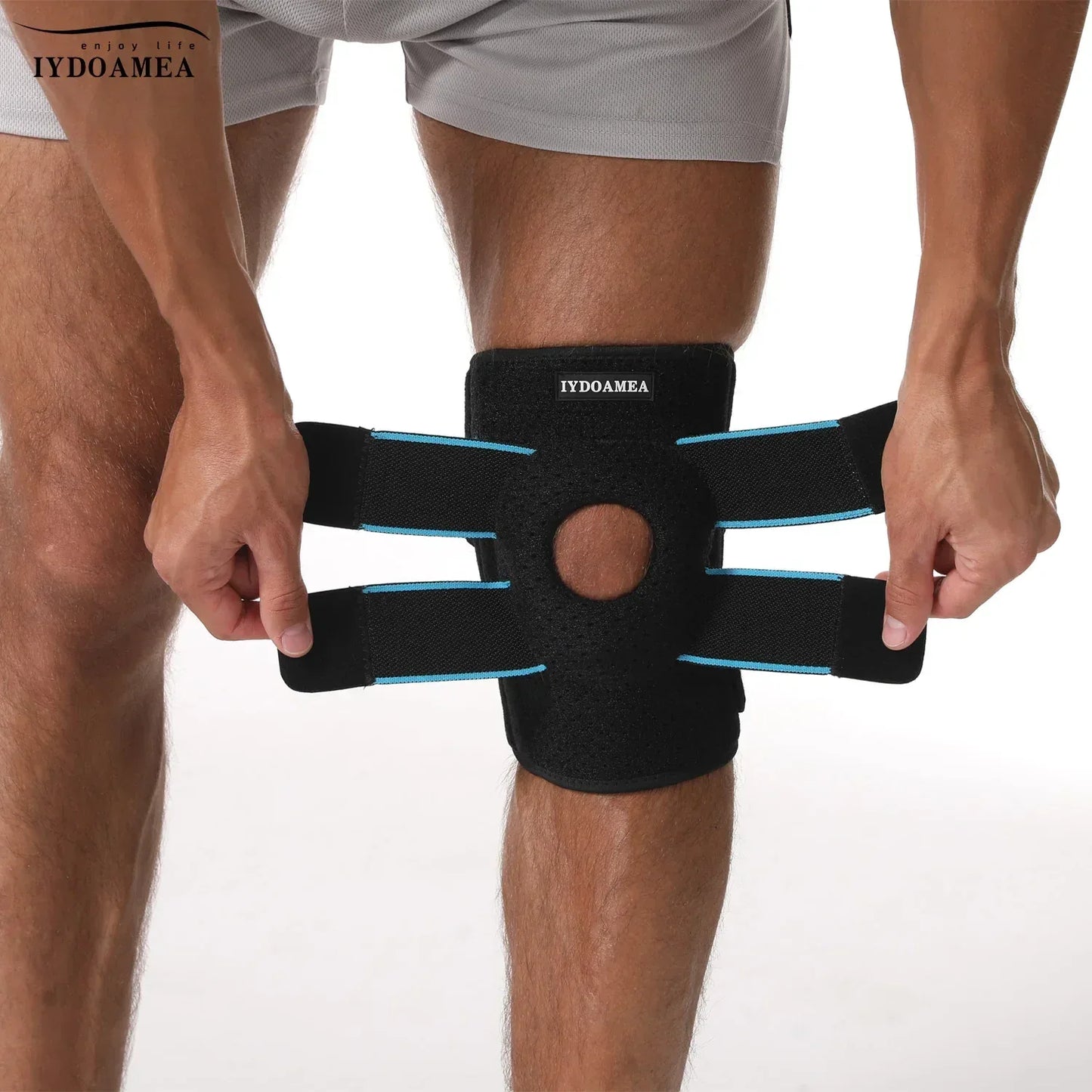 Knee Brace with Side Stabilizers Patella Gel Pads - IYDoaMea