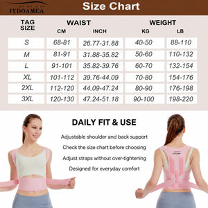 IYDOAMEA women's posture support size chart and daily fit guide