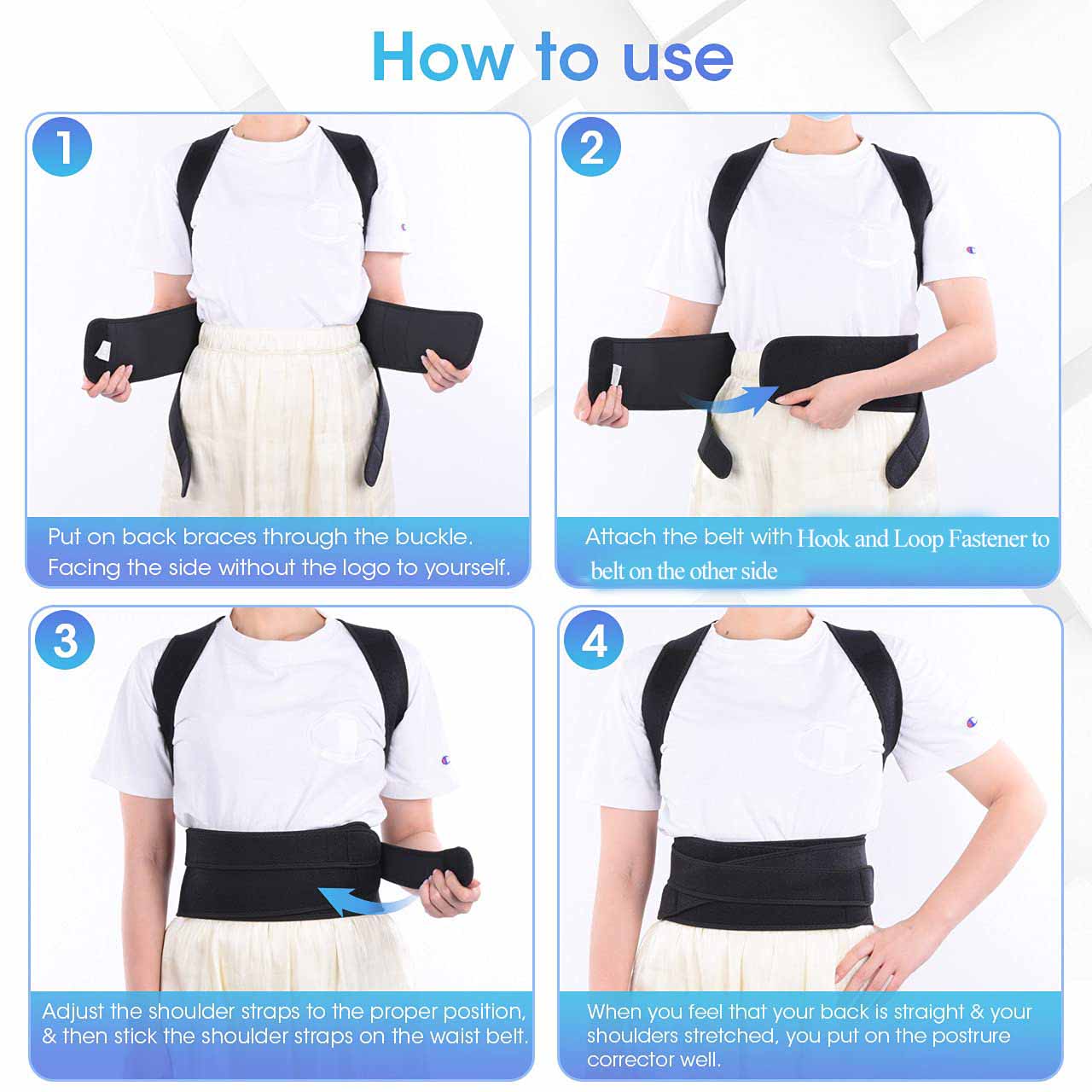 Adjustable Posture Back Brace for Upper and Lower Back Pain Relief