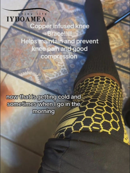 IYDoaMea 1 PC Copper Plus Size Knee Braces For Men And Women - Knee Compression Sleeves With Copper Ions Infused Fiber For Running, Hiking, Working knee pain black friday Outdoorfun Leg Protector football accessories