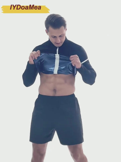 Long Sleeve Shirt with Zipper Sauna Suit Sweat Weight Loss